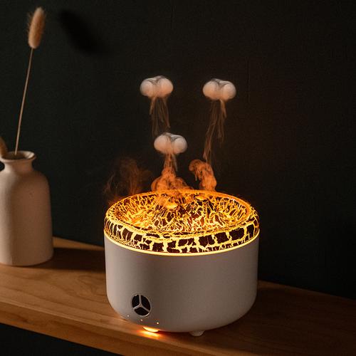 新品仿真火焰加湿器香薰机七彩裂纹氛围灯大雾量家用办公礼品